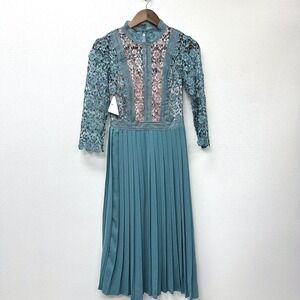 Little Mistress Crochet & Pleated Midi Dress Size‎ 2